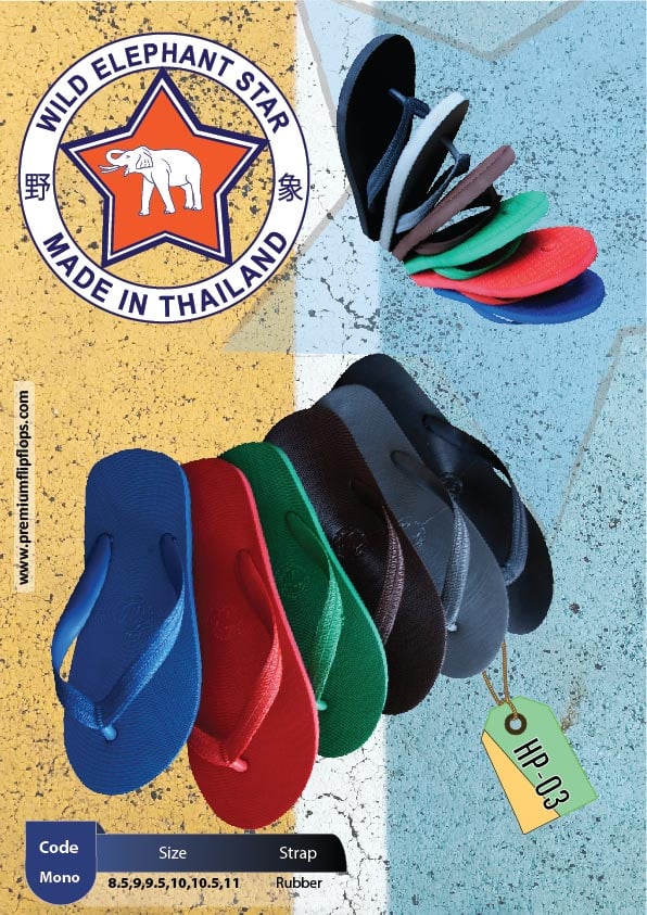 Wild Elephant Star - 100% Ultra Premium Natural Rubber Flip-flops 28 HP 03