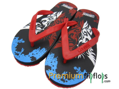 men abstract design flip flops