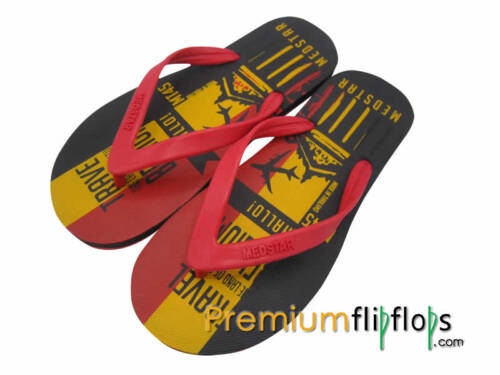men belgium travel print flip flops